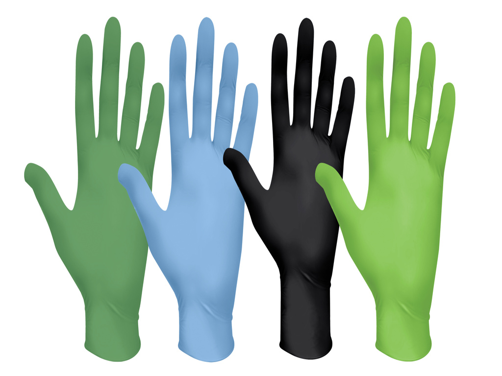 Blue, Green, Hi Viz, Black Nitrile Glove Hand Protection From SHOWA